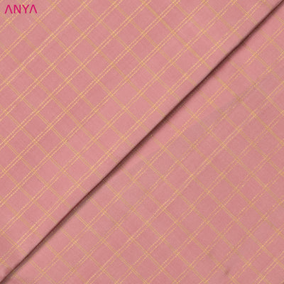 Onion Pink Kanchi Silk Fabric with Zari Kattam Design