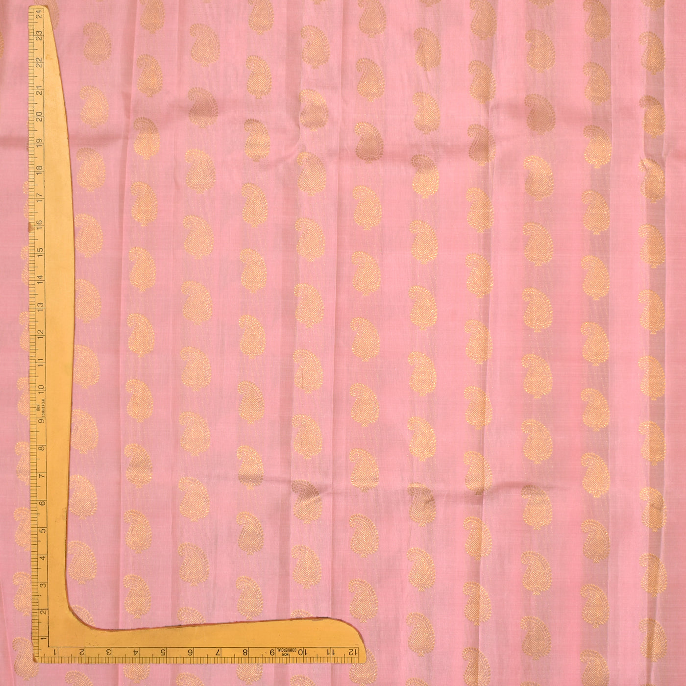 Pink Kanchi Silk Fabric with Mango Butta Design