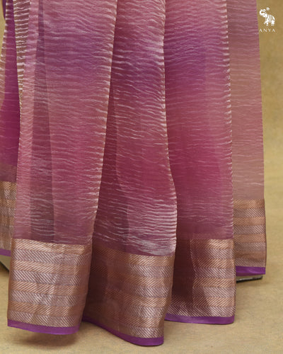 Lavender Multicolour Tissue Saree with Crush Tissue Pallu