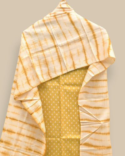 Mustard Tussar Silk Salwar with Small Mango Print Design
