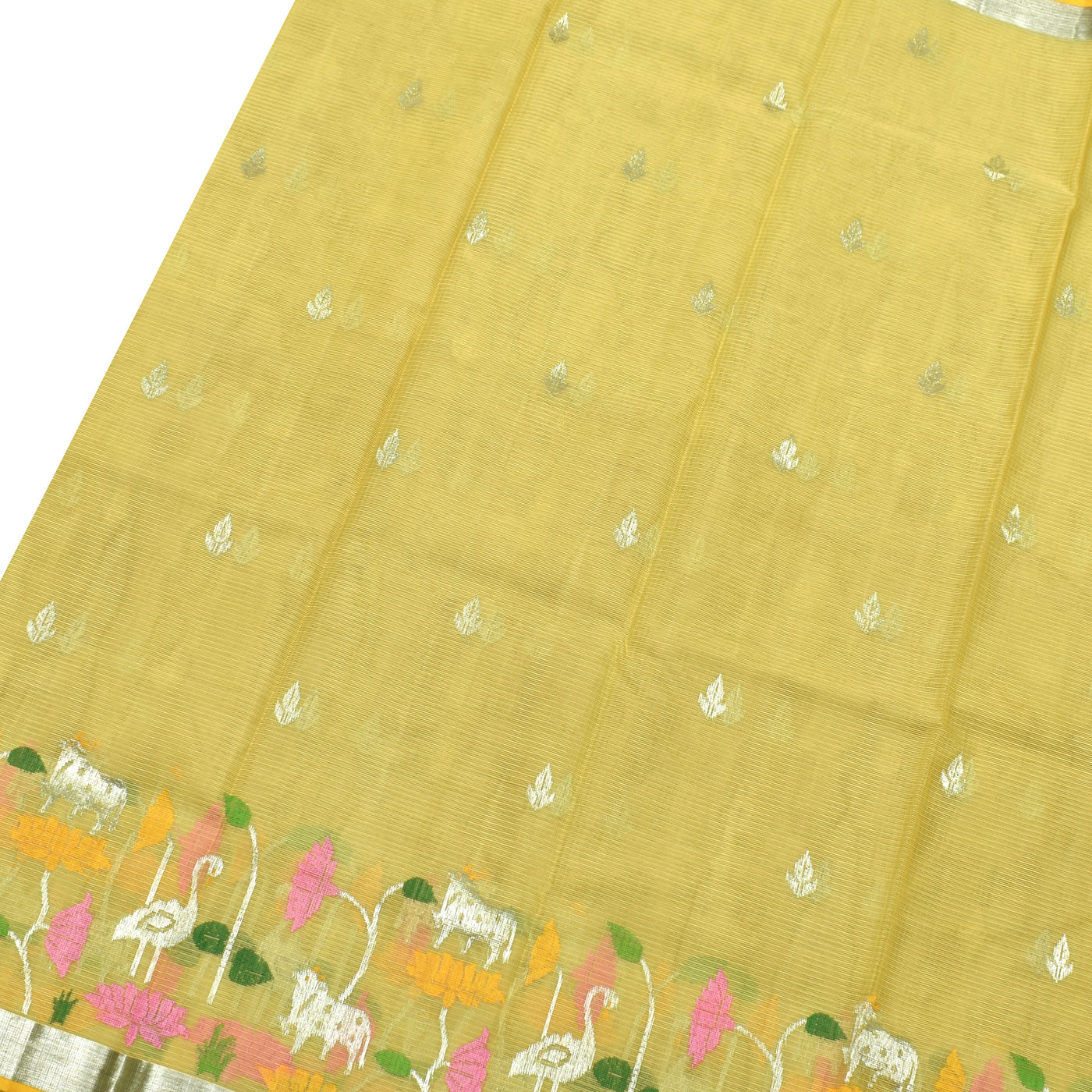 Yellow Zari Kota Saree with Round Zari Butta Design