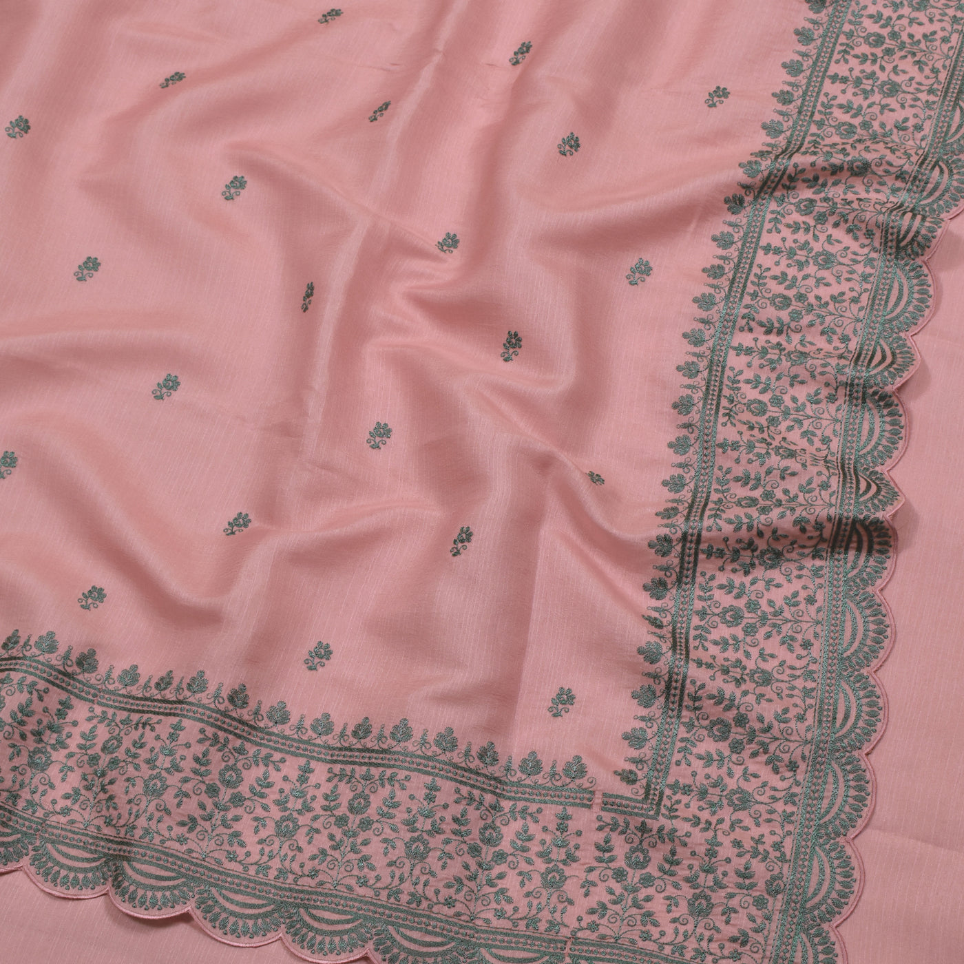 Baby Pink Fancy Saree with Small Floral Embroidery Design