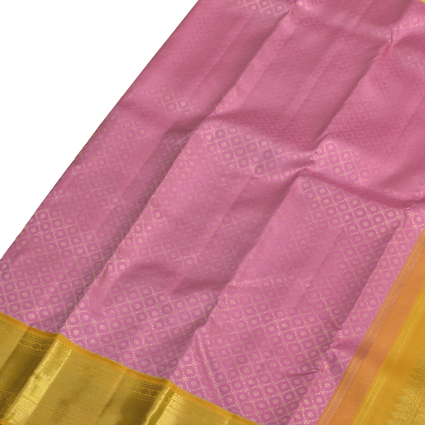 Pink Kanchipuram Silk Saree with Diamond Zari Design