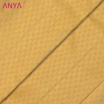 Gold Kanchi Silk Fabric with Leaf Zari Butta Design