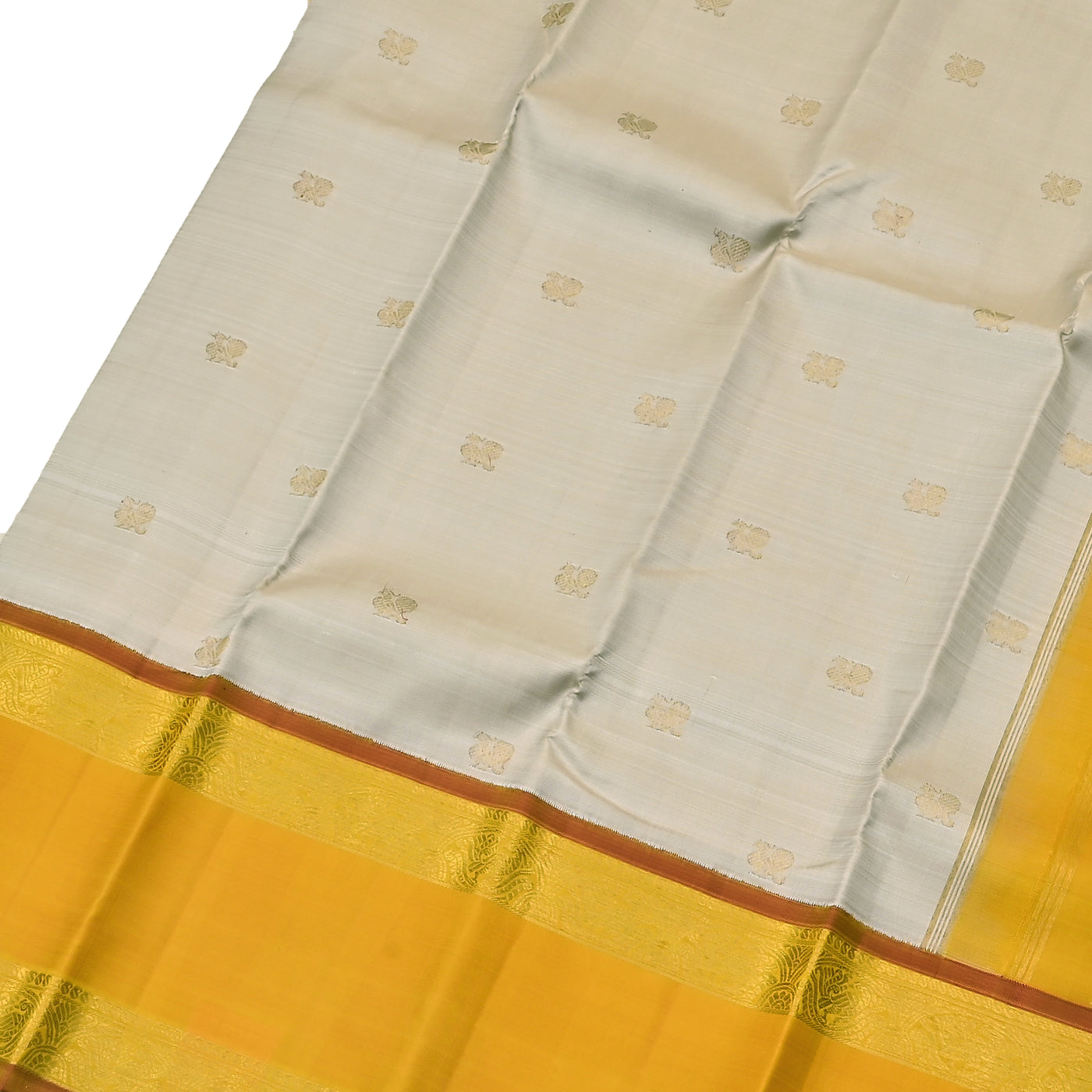 Off White Kanchipuram Silk Saree with Annam Design