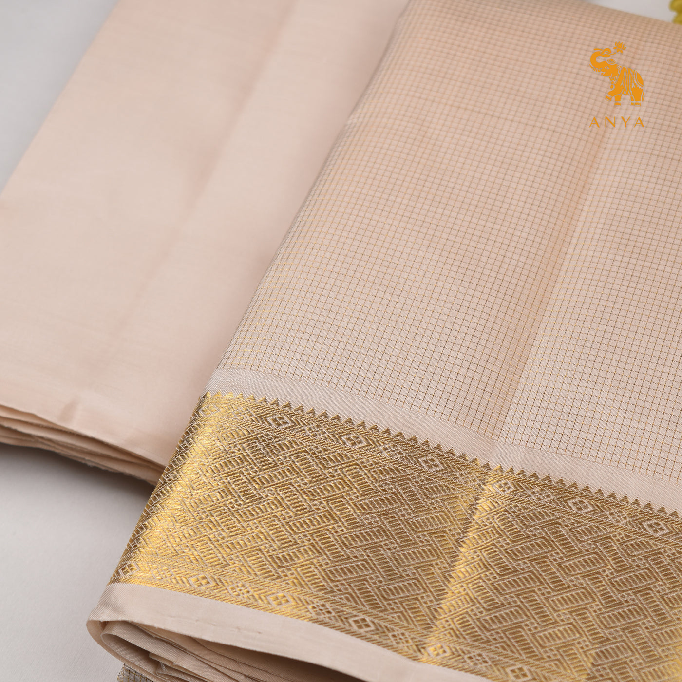 Off White Kanchi Silk Dhoti With Shirt Fabric and Angavastram