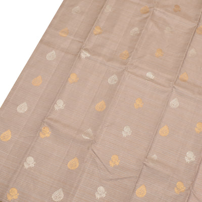 Chickoo Kanchipuram Silk Saree with Vairaoosi Stripes Design