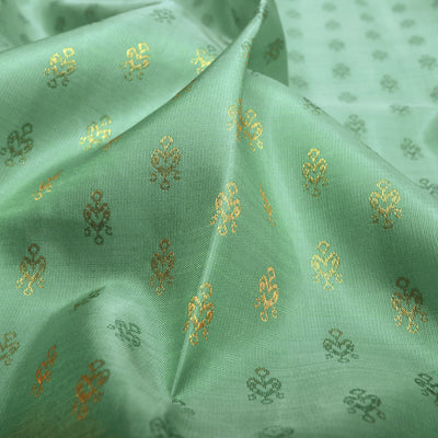 Apple Green Kanchi Silk Fabric with Jewel Butta Design