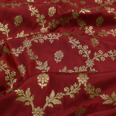 Maroon Banarasi Silk Fabric with Creeper Design