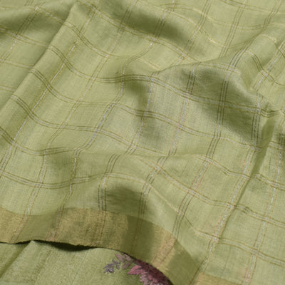 Apple Green Chanderi Silk Saree with Zari Kattam Design