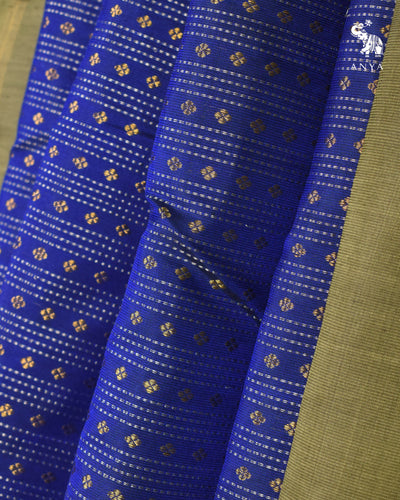 Royal Blue Kanchi Classic Saree with Vertical Stripes Design