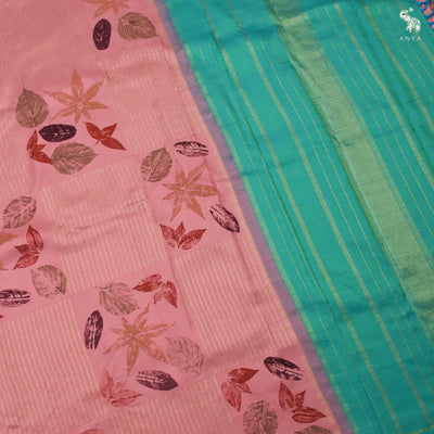 Onion Pink Eco Print Kanchi Silk Saree