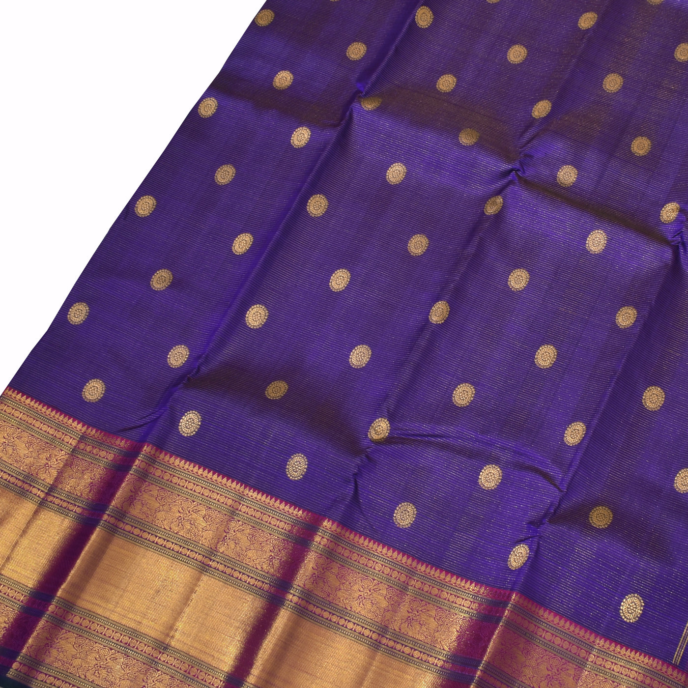 Purple Kanchipuram Silk Saree with Vairaoosi Round Butta Design