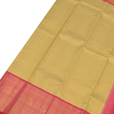 Lemon Yellow Kanchipuram Silk Saree with Diamond Butta Design