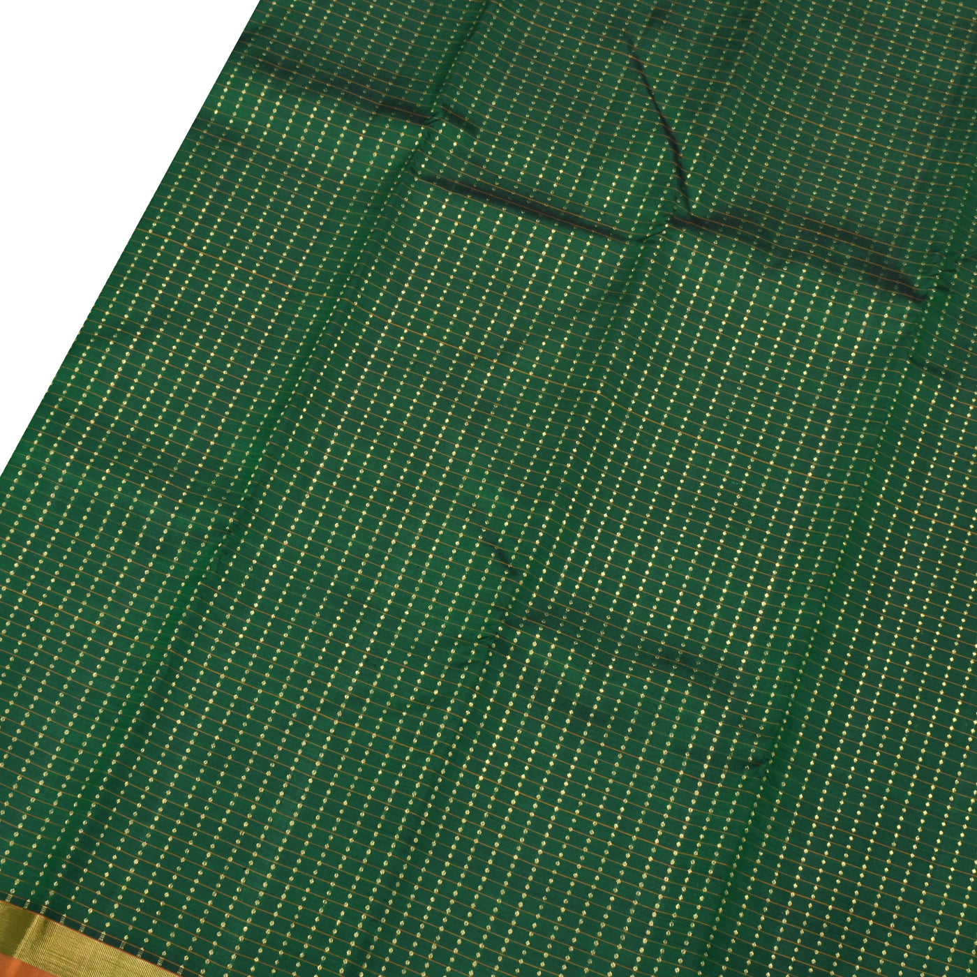 Bottle Green Kanchi Silk Saree with Dots and Checks Design