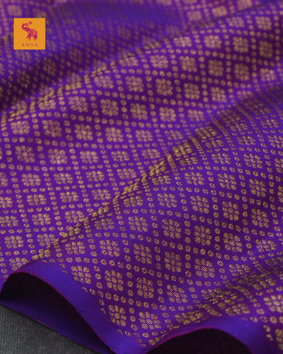 Magenta Kanchi Silk Fabric with Kamalam Butta Design