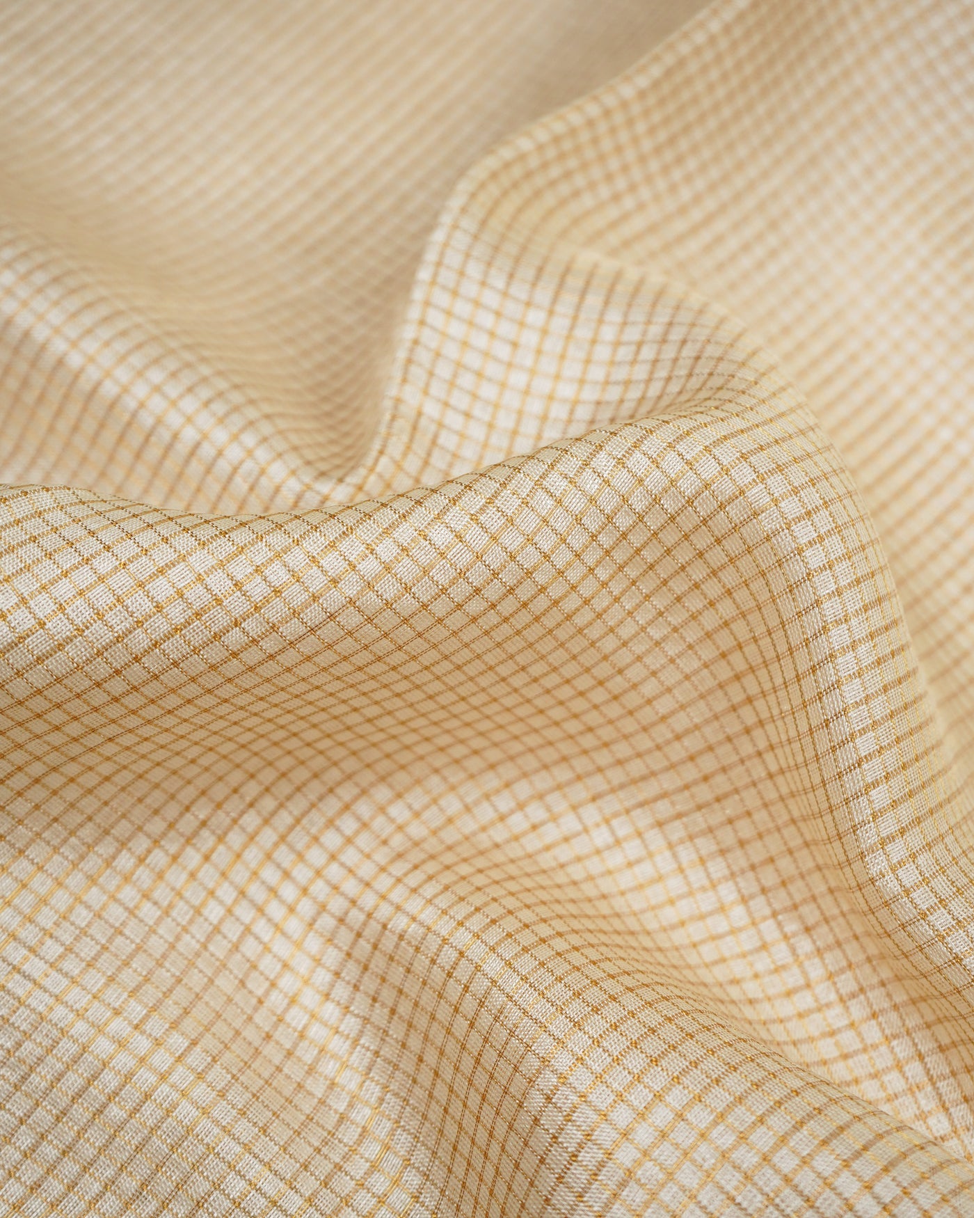 Off White Zari Checks Tussar Silk Saree with Maroon Kanchi Border