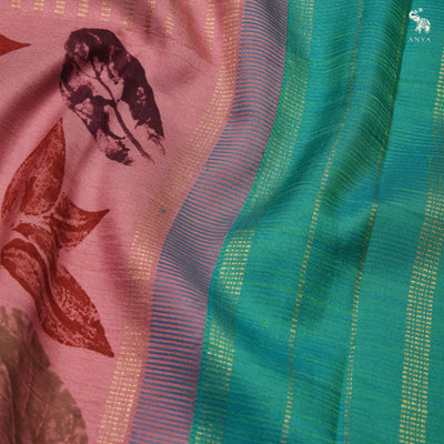 Onion Pink Eco Print Kanchi Silk Saree