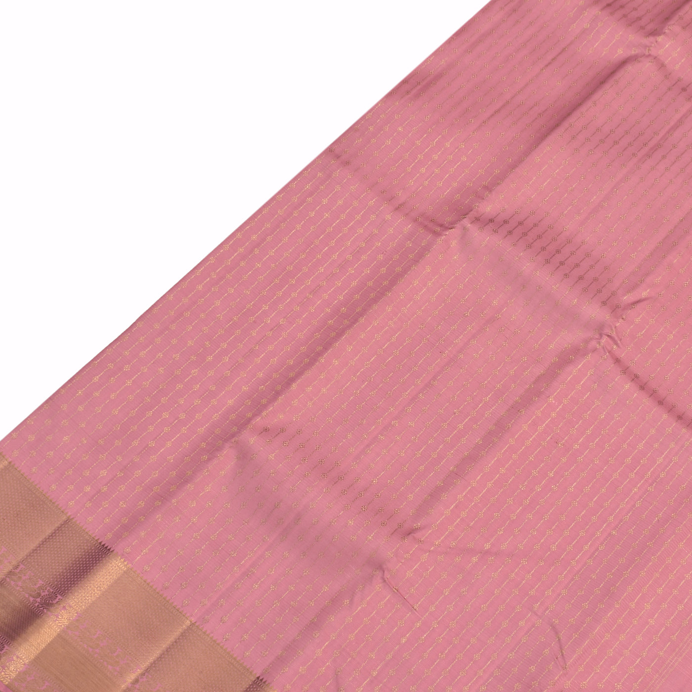 Lotus Pink Kanchipuram Silk Saree with Stripes Design