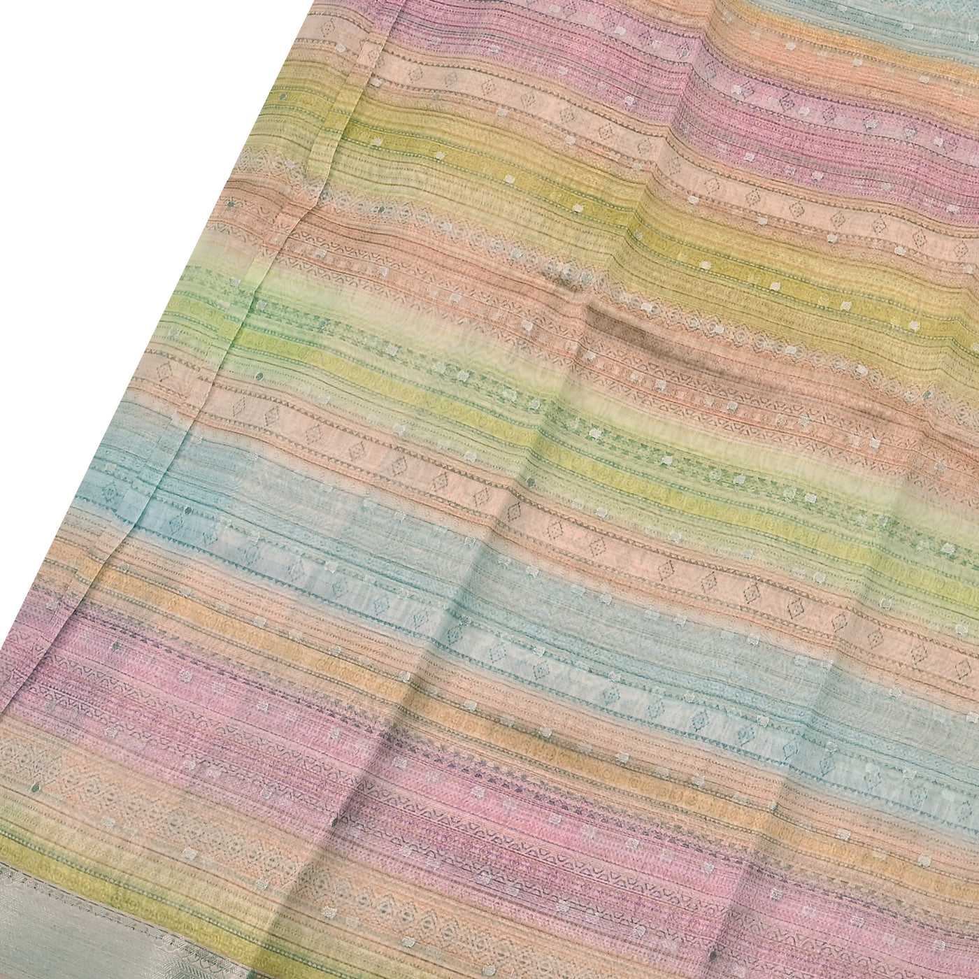 Multicolor Organza Silk Saree with Zari Butta Design