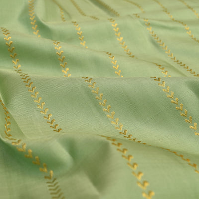 Apple Green Kanchi Silk Fabric with Kathir Lines Design