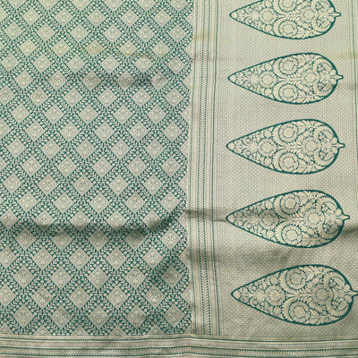 Bottle Green Banarasi Silk Saree with Creeper Design