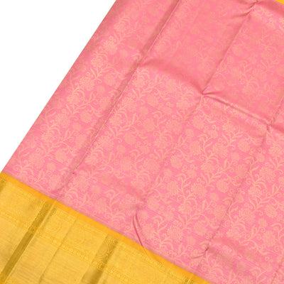 Lotus Pink Kanchipuram Silk Saree with Zari Creeper Design