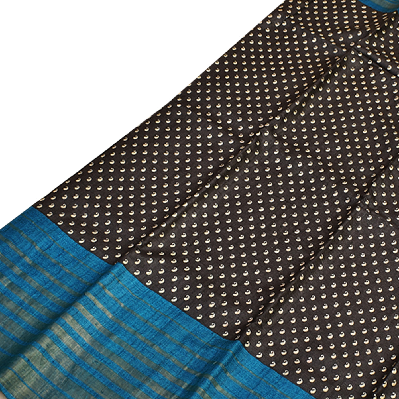 Black Tussar Silk Saree with Small Mango Butta Design