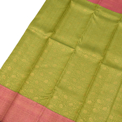 Parrot Green Kanchipuram Silk Saree with Floral Creeper Design