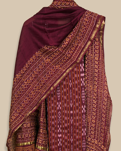 Arakku Red Cotton Salwar with Ikkath Design
