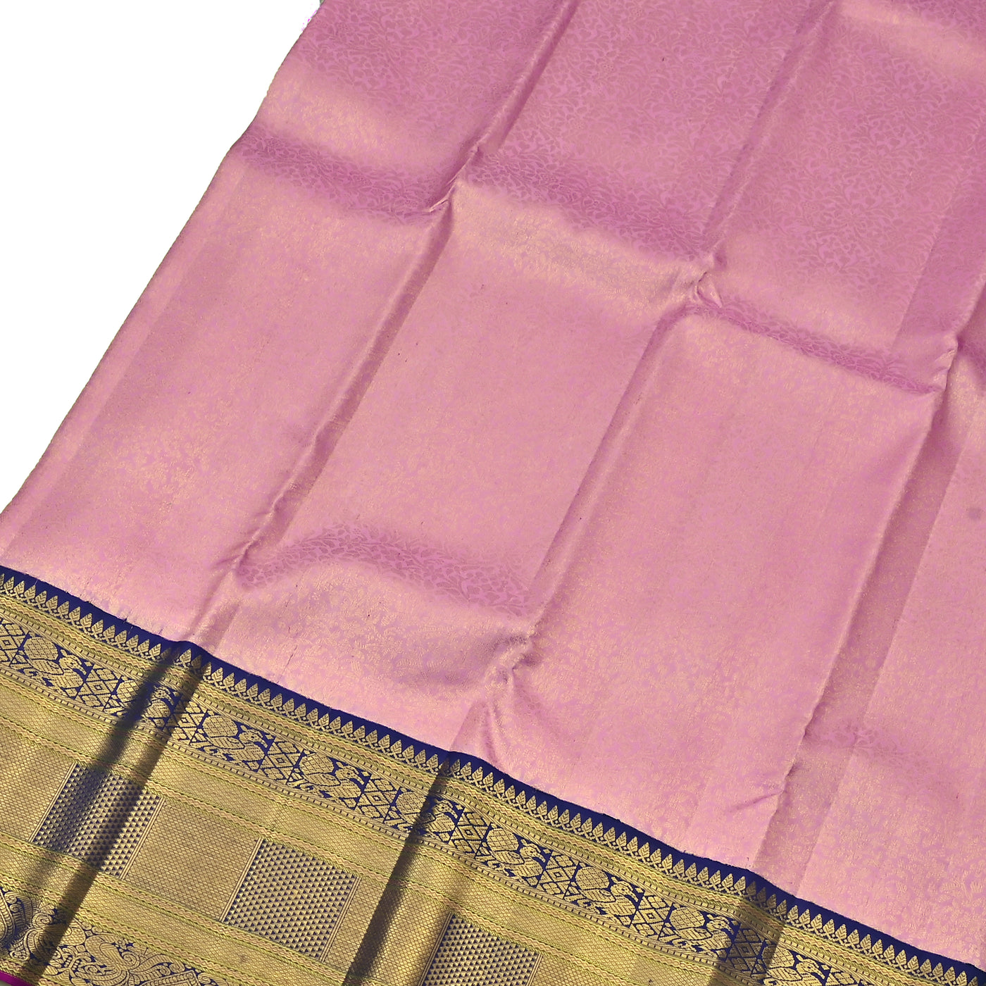 Baby Pink Kanchipuram Silk Saree with Creeper Design