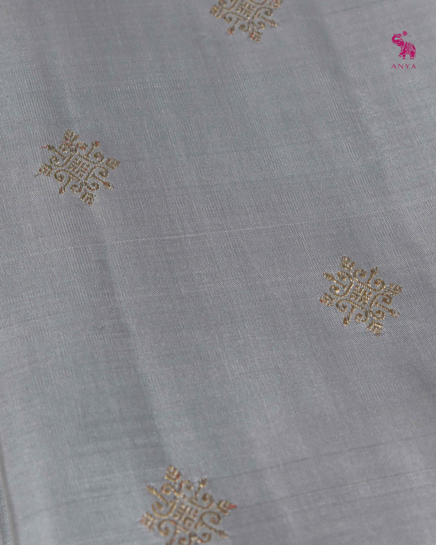 Grey Kanchi Classic Saree with Kolam Butta Design