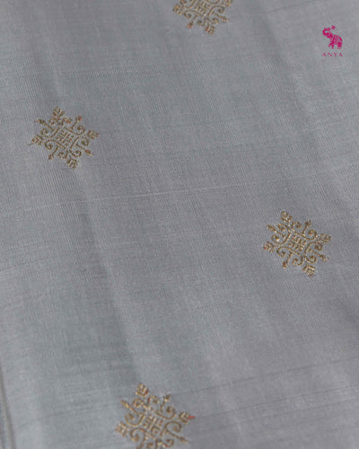 Grey Kanchi Classic Saree with Kolam Butta Design