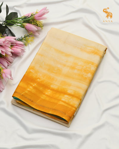 Off White and Yellow Shibori Kanchi Silk Saree
