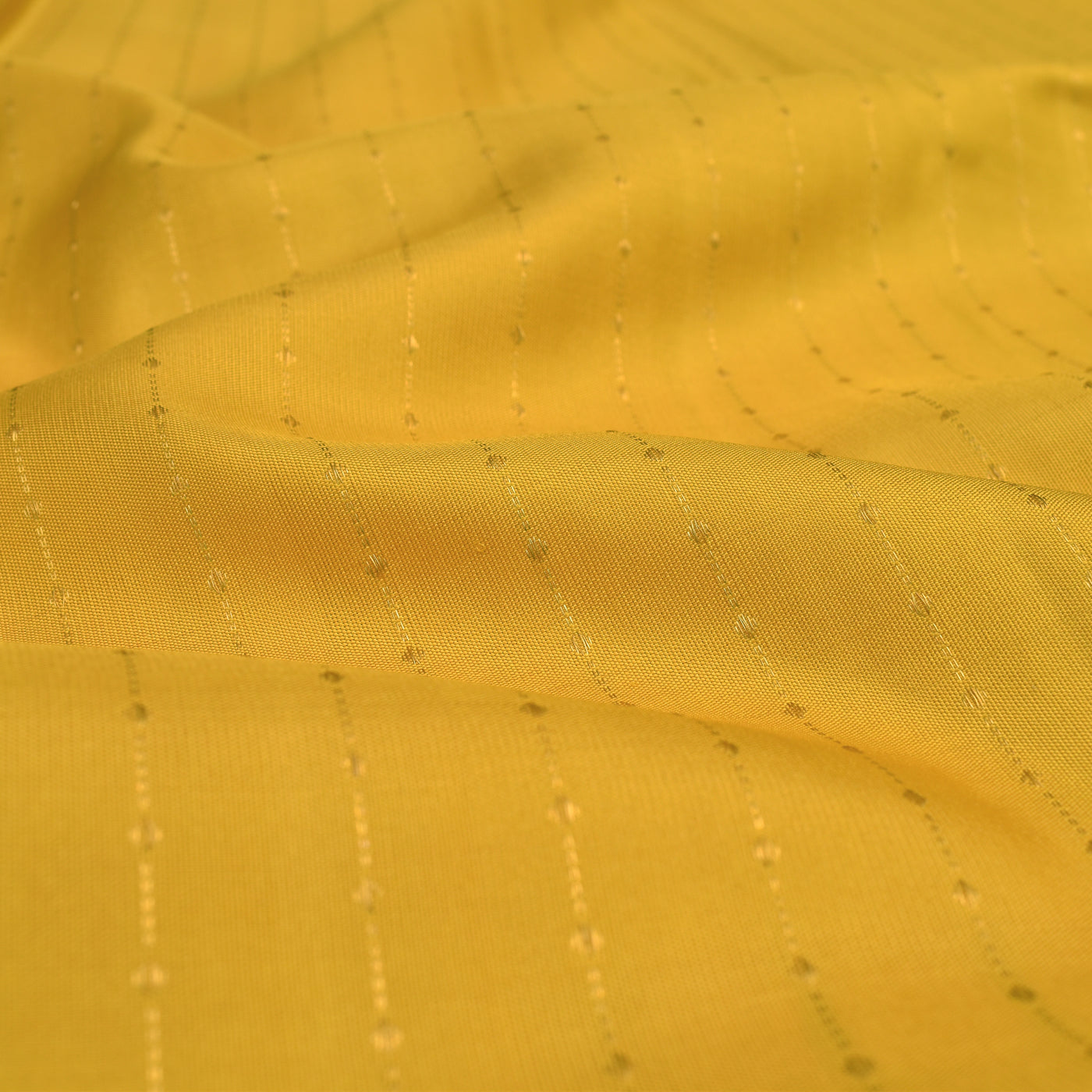 Oil Mustard Kanchi Silk Fabric with Dots and Stripes Design