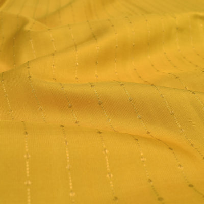 Oil Mustard Kanchi Silk Fabric with Dots and Stripes Design