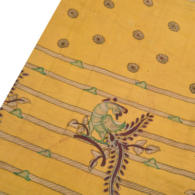 Light Yellow Pen Kalamkari Silk Saree