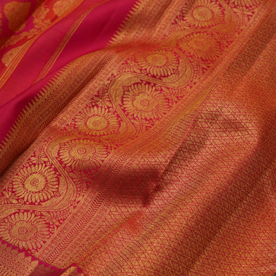 Peach Pink Kanchi Silk Saree with Creeper Zari Design