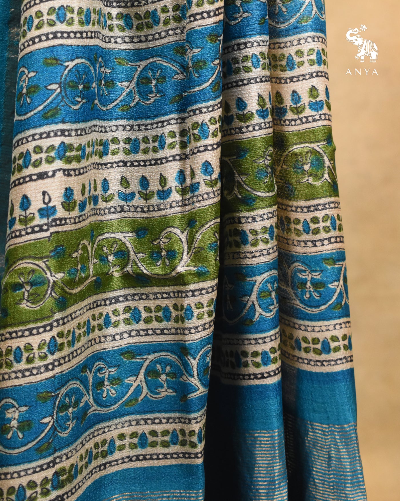 Blue Unstitched Tussar Salwar Set