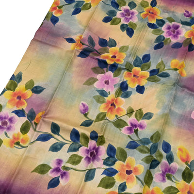 Multicolor Tussar Silk Saree with Floral Printed Design