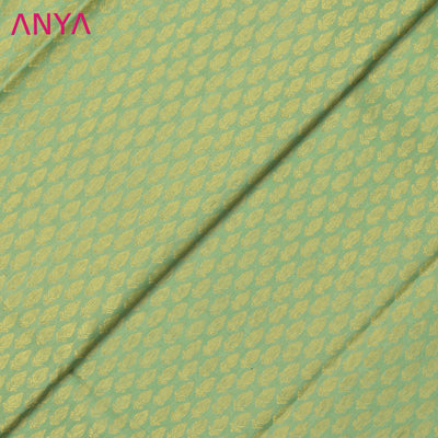 Apple Green Kanchi Silk Fabric with Leaf Zari Butta Design