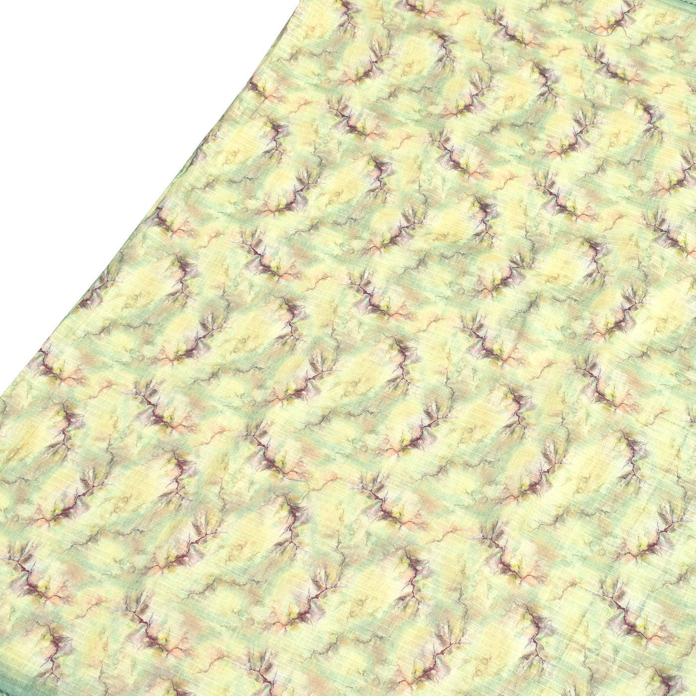 Lemon Yellow Linen Saree with Printed Design