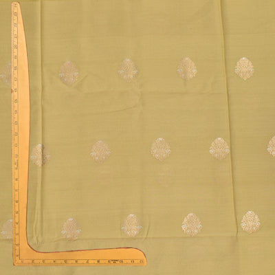 Yellow Tussar Raw Silk Fabric with Flower Butta Design