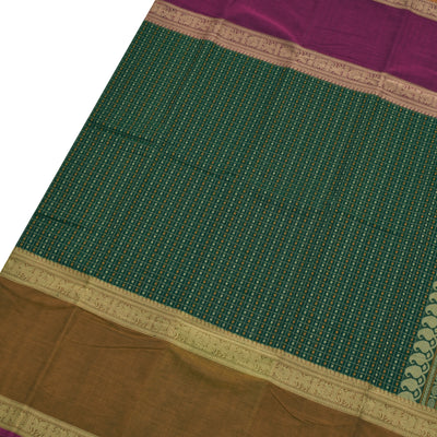 Green Kanchi Cotton Saree with Small Thread Butta Design