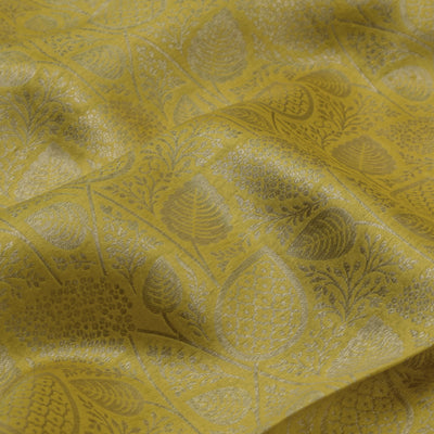 Oil Mustard Banarasi Silk Fabric with Flower Creeper Design