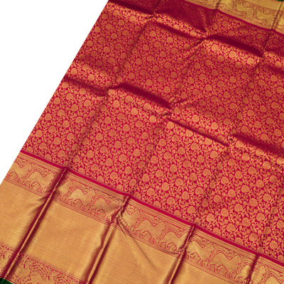Arakku Thakkali Kanchipuram Silk Saree with Creeper Design