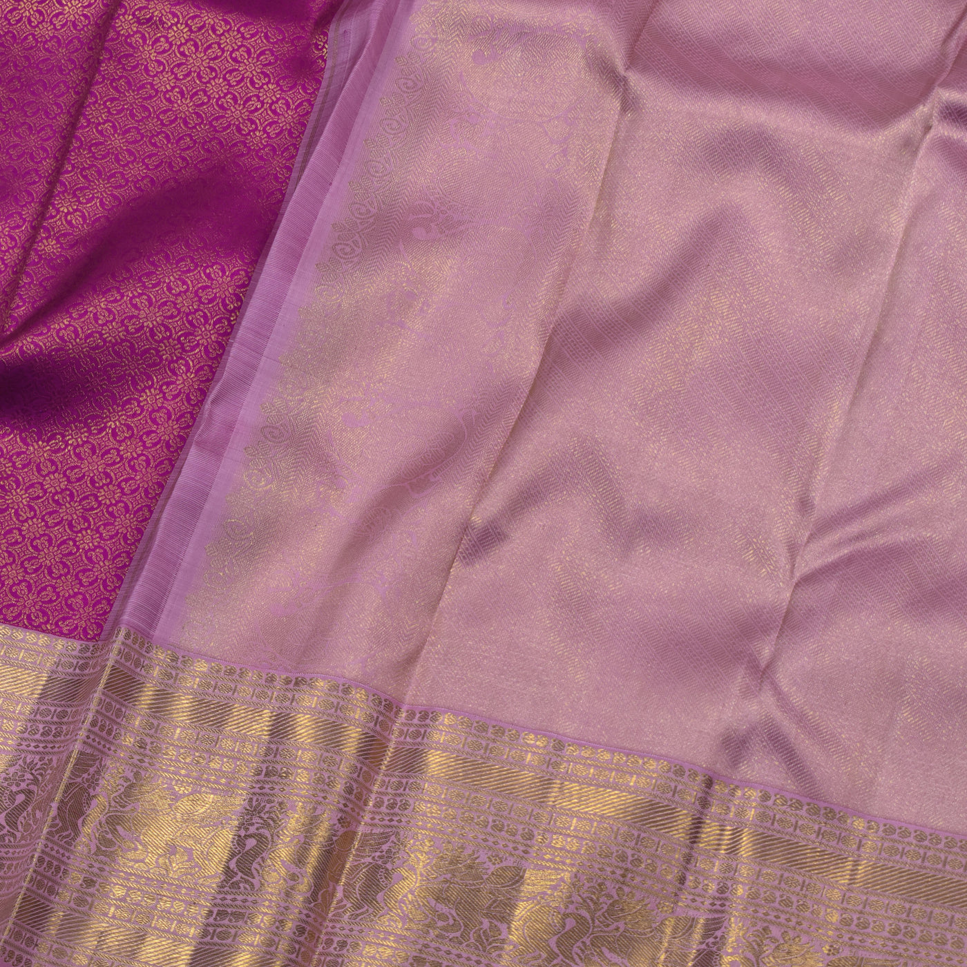 Rani Pink Kanchipuram Silk Saree with Creeper Design