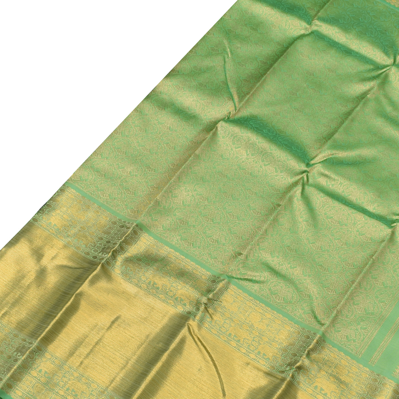 Apple Green Kanchipuram Silk Saree with Iruthalaipatchi Design