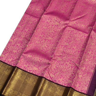 Pink Kanchipuram Silk Saree with Vanasingaram Design