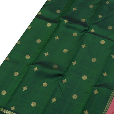 Bottle Green Kanchipuram Silk Saree with Zari Butta Design